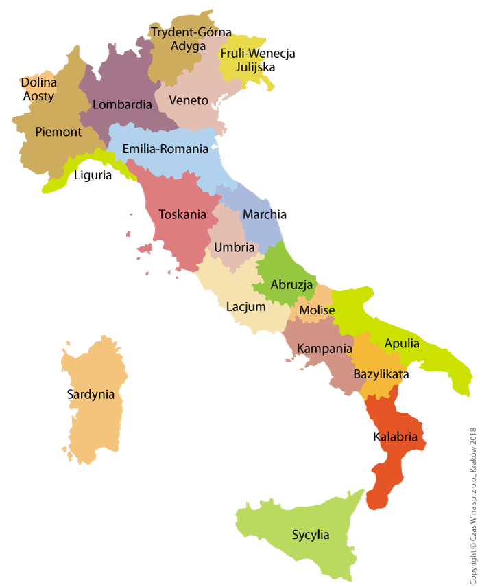 Italia - mapa winiarska Włoch